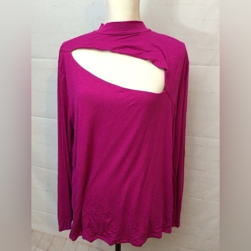 1x prive Cut Out Mock Neck Ribbed Knit Sweater (0153)